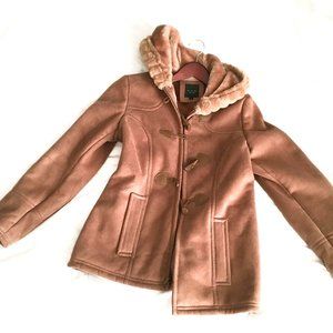 Brown suede & fur trimmed jacket